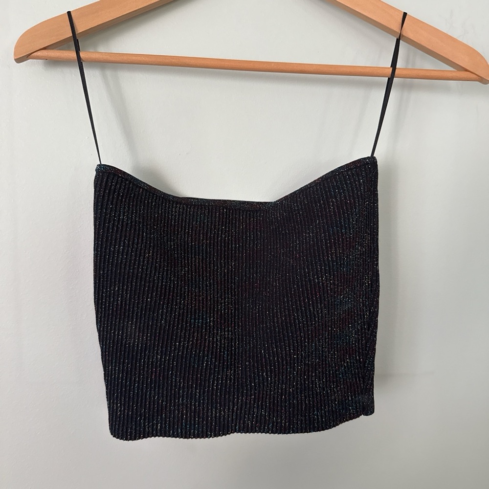 Kendall & Kylie Black Ribbed Crop Camisole